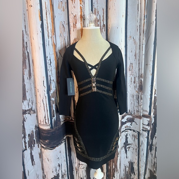 Marciano Dresses & Skirts - Marciano Black Dress with Gold Detailing